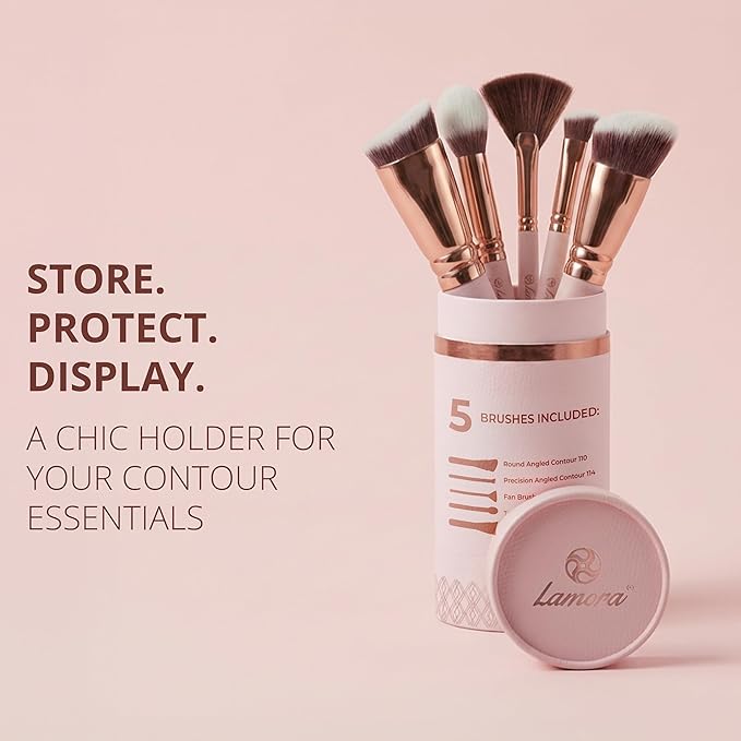 Pro Face Contour Brush Set - Synthetic Contouring Sculpting and Highlighting Kit - Cream Blush Powder Flat Nose Cheek Round Small Angled Fan Tapered Precision Kabuki Foundation Makeup Brushes