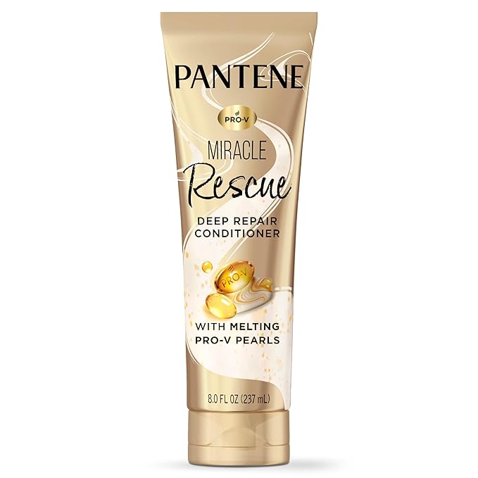 Pantene Miracle Rescue Deep Conditioner with Melting Pro-V Pearls - For Dry,Damaged,or Color-Treated Hair - Intense Moisture & Repair - 8.0 Oz,(Pack of 12)