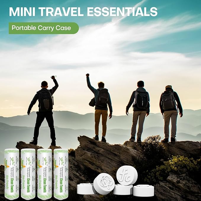 Compressed Towel Tablets 200 Count, Thicken Disposable Face Towel with 2 Carry Cases, Biodegradable & Compact, Cotton Clean Face Towels for Outdoor Camping Hiking Travel Gym BBQ Home
