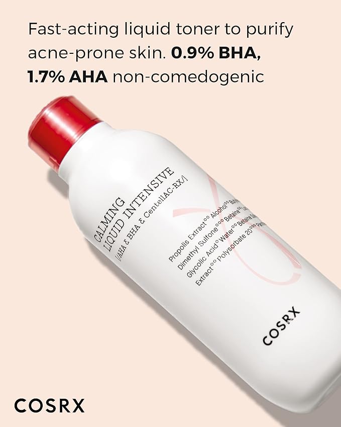 COSRX AC Collection Acne Calming Liquid Intensive, 4.22 fl.oz / 125ml | AHA, BHA Toner for Acne Prone Skin, Animal Testing Free, Parabens Free, Korean Skin Care