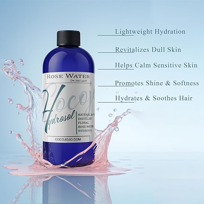 Hydrosol Spray Toner for face Rose Water Hydrating Face Mist, for Hydration Pure and Natural Rose Hydrosol for All Skin Types COCOJOJO Rose HYDROSOL - 32 oz