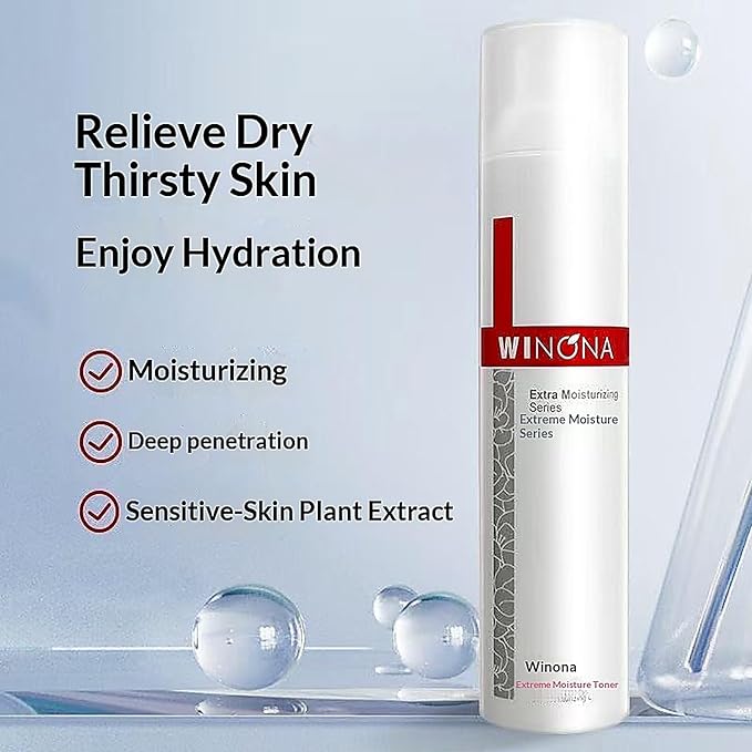 Winona Extreme Moisture Toner, Herbal Formula with Yunnan Camellia Extract and Seaweed, Soothing and Hydrating for Sensitive Skin, 120g