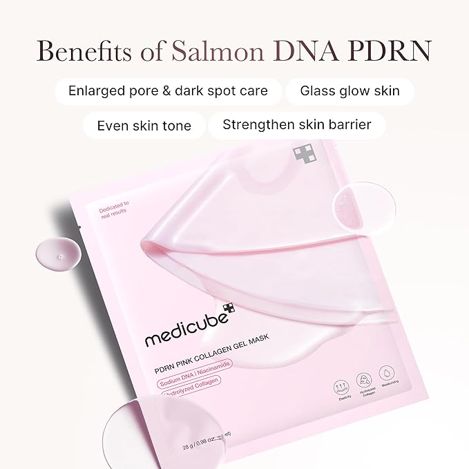 Medicube Salmon DNA PDRN Duo for Beginner: PDRN collagen jelly gel mask (4ea) and PDRN Pink Peptide Serum, Pink glow serum