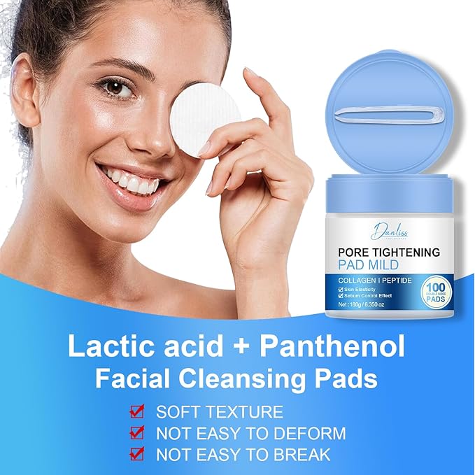 Pore Tightening Cleansing Pads with Niacinamide, Vitamins B5, C & E, Hydrating and Soothing, Improving Elasticity Pore Refining Toner Perfecting Cleansing Pads (100 pc)