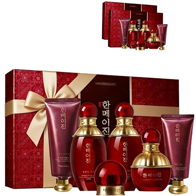 2 Sets Korean Red Ginseng Snail Mucin Skincare Set for Women &, 6-Piece Anti-Aging Facial Care Kit with Toner, Emulsion, Essence, Cleanser, Face Cream & Eye Serum – Daily Hydrating Gift Set