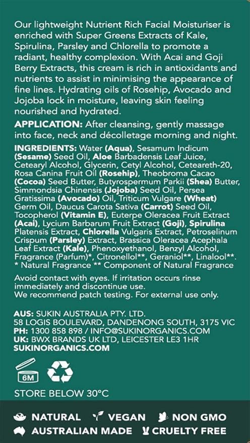 SUKIN Nutrient Rich Facial Moisturizer, 125 ML