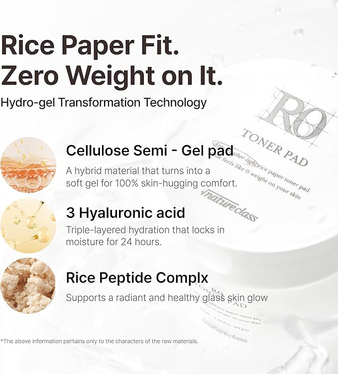 R0 Exfoliating Toner Pads – Hydrating Face Pads for Pore Care, Hyaluronic Acid, Korean Skin Care, Sensitive Dry Skin, Rice Water, Vegan, 80 Count