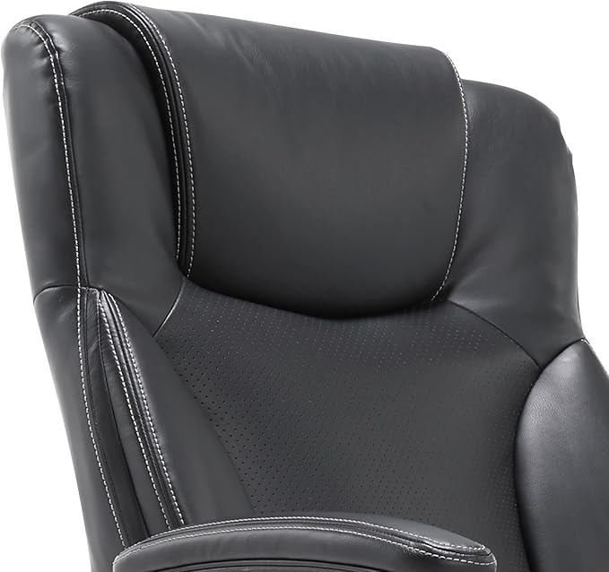 Serta Connor Executive Office Chair, Ergonomic Computer Chair with Layered Body Pillows, Contoured Lumbar, Adjustable Seat Height, Bonded Leather, Black
