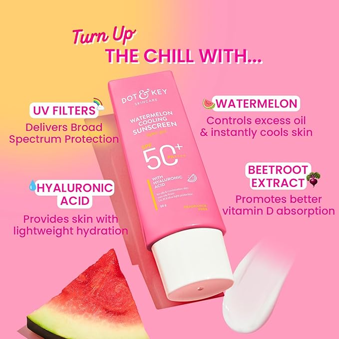 D & K Watermelon Cooling Sunscreen with SPF50+ PA++, UV Protection, 80g