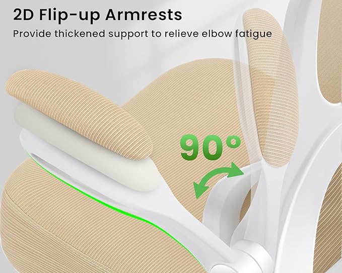 AreShark Office Chair Ergonomic Desk Chairs with Adjustable Lumbar Support, High Back Breathable Mesh Chair with Wheels& Flip-up Armrests,Rolling Swivel Comfy Task Computer Chair for Home Work Gaming