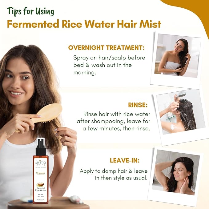 Mystiq Living Fermented Rice Water Toner Spray for Korean Glass Skin | 100% Pure Made with Organic Doon Basmati Rice | Skin Brightening & Glowing Skin