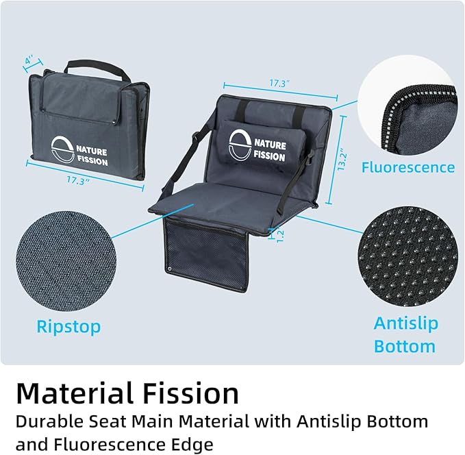 Stadium Seat with Back and Lumbar Support and Padded Cushion Foldable and Portable Perfect for Bleacher Chair in Sports Events and Camping Lawn Use