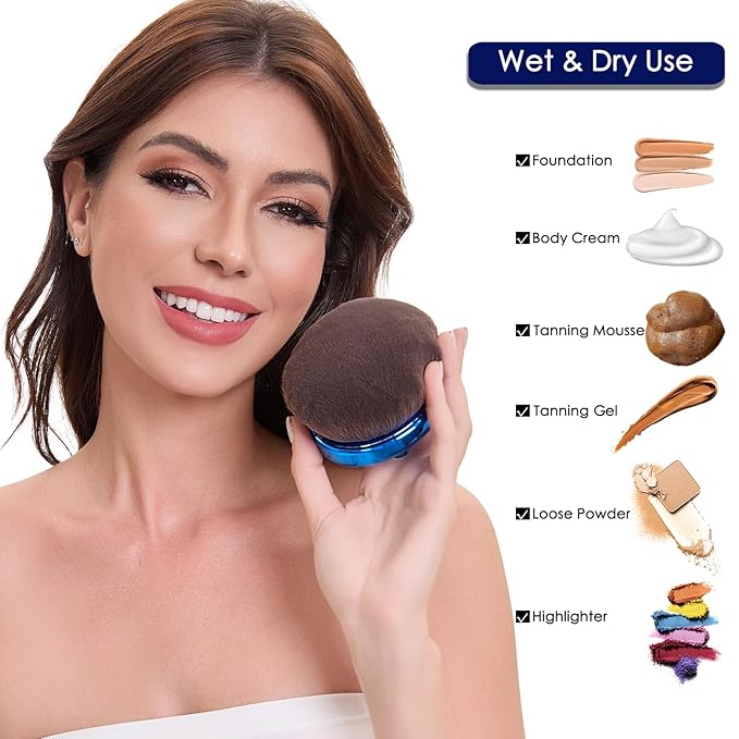 Extra Large Body Makeup Brush For Self Tanner, Leg Makeup, Bronzer Blend,112mm Oval-Headed Body Kabuki Brush With Ergonomic Grip Provides More Even Application, Face& Back Makeup Brush, Wet&Dry Use