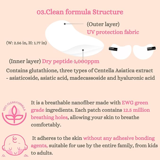 [DermaFi] Protective & Clean Sun UV Shield Patch Breathable and Transparent Patch (0.0002 inches nano-thickness) 1pair* 5pack, Korean Beauty, Small size for Kids
