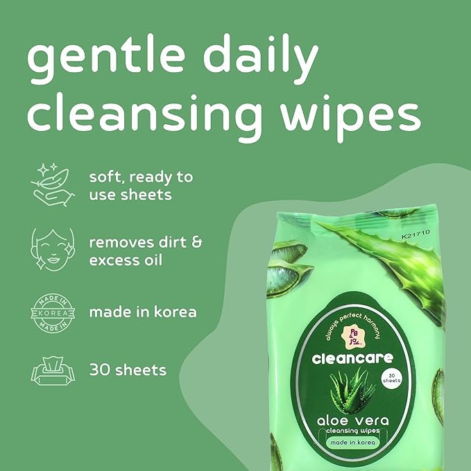 PB & JAY Cleancare Cleansing Wipes – 30 Count – Makeup Remover for Cooling Hydration & Skin Comfort – Hydrating Korean Face Wipes for Sensitive Skin (Aloe Vera)