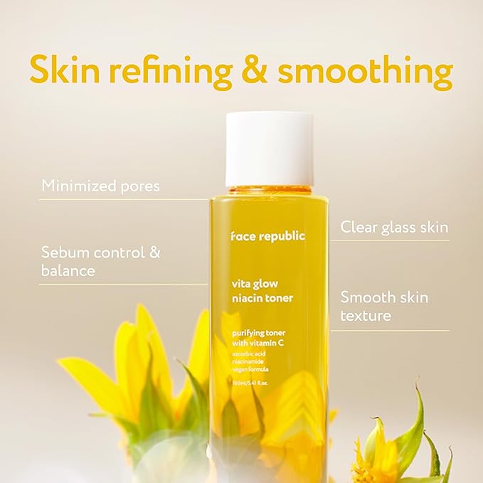 Face Republic Glow Prep Routine - Glow Gold Mineral Cleanser + Vita Glow Niacin Toner | Combination skin, Korean Skin care