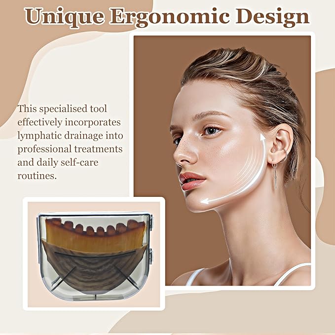 Lymphatic Contour Face Brush - Lymphatic Drainage Makeup Brushes for Sculpting & Lifting, Anti-Puffiness Detox Massage, Boosts Skincare Absorption & Glow, Soft Bristles for All Skin Types (Brown)