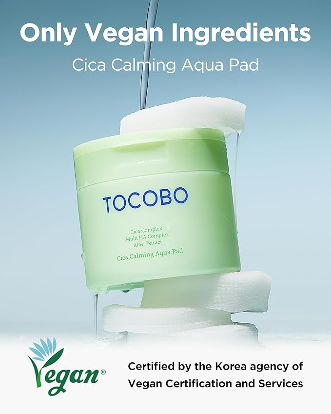 TOCOBO CICA Calming Aqua Toner Pad – Korean Vegan Dual-Sided Toner Pads with Fermented CICA, Aloe & Multi-Hyaluronic Acid – 3-Second Soothing and Cooling Care for Sensitive, Heated Skin, 60 Pads