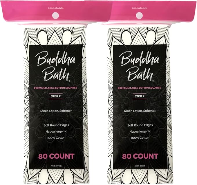 Extra Large Premium Natural Pure Cotton Squares - Hypoallergenic - No Fillers - Lint Free - Soft Gentle - Face Toners - All Skin (160 Count) Step 2