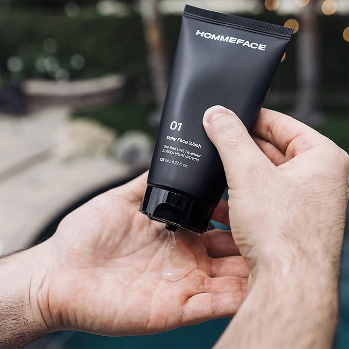 HommeFace Men's Daily Anti-Aging 5-Step Skincare Routine Bundle with Face Wash, Toner, Serum, Revitalizing Eye Cream, and Face Cream