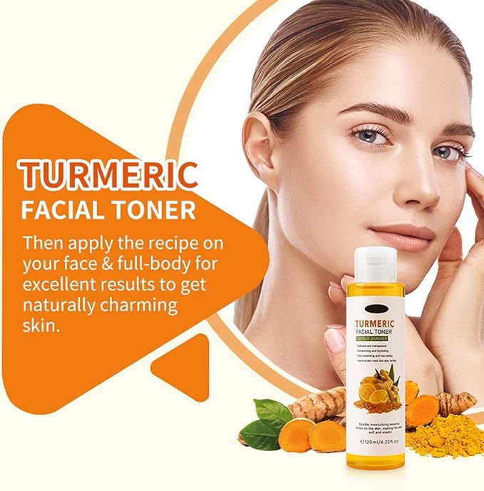 Turmeric Toner, Long-Lasting Hydration, Soothing, Evens Skin Tone for Face Hydrating Facial Toner for Women, Moisturizing Face for Dry Oily Skin 4.22 oz