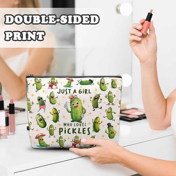 Pickle Makeup Bag, Pickle Gifts For Women, Pickles Makeup Pouch, Pickles Travel Toiletry Bag With Zipper, Birthday Anniversary Christmas Gifts For Mom Sister, Travel Toiletry Bag