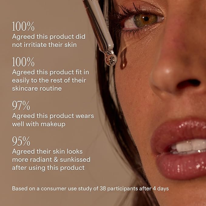 + Lux Unfiltered N°12 Sun Struck Bronzing Face Tanning Drops - Gradual Self Tanner - Natural Glow, Streak-Free, Fragrance Free - Hyaluronic Acid & Vitamin E - Vegan & Cruelty Free - Classic