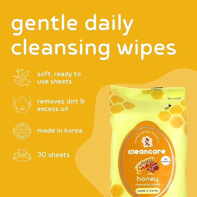 PB & Jay Cleancare Cleansing Wipes – 30 Count – Makeup Remover for Hydration & Soothing Care – Hydrating Korean Face Wipes for Sensitive Skin (Honey)