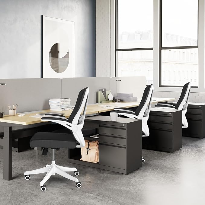 Ergonomic Office Chair Desk Chair - Mesh Computer Chair with 360° Swivel Wheels, Adjustable 90-130° Recline & Lumbar Support for Home Office, Supports up to 350lbs (04Black)