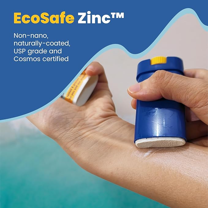 STREAM2SEA EcoStick SPF 35 Mineral Sunscreen Stick, Sweat Water Resistant Sunblock, USDA Approved Biodegradable Paraben Free Reef Safe Sunscreen Protection Against UVA UVB (EcoStick Sport) - 0.5 oz