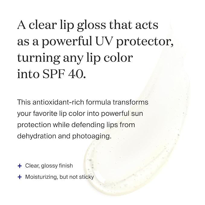 Supergoop! Lipscreen Shine SPF 40, 0.34 fl oz - Water-Resistant Clear Lip Gloss - Broad Spectrum SPF Lip Balm with Grape Seed Extract, Sunflower Seed Oil & Kelp Extract - Non-Sticky Formula