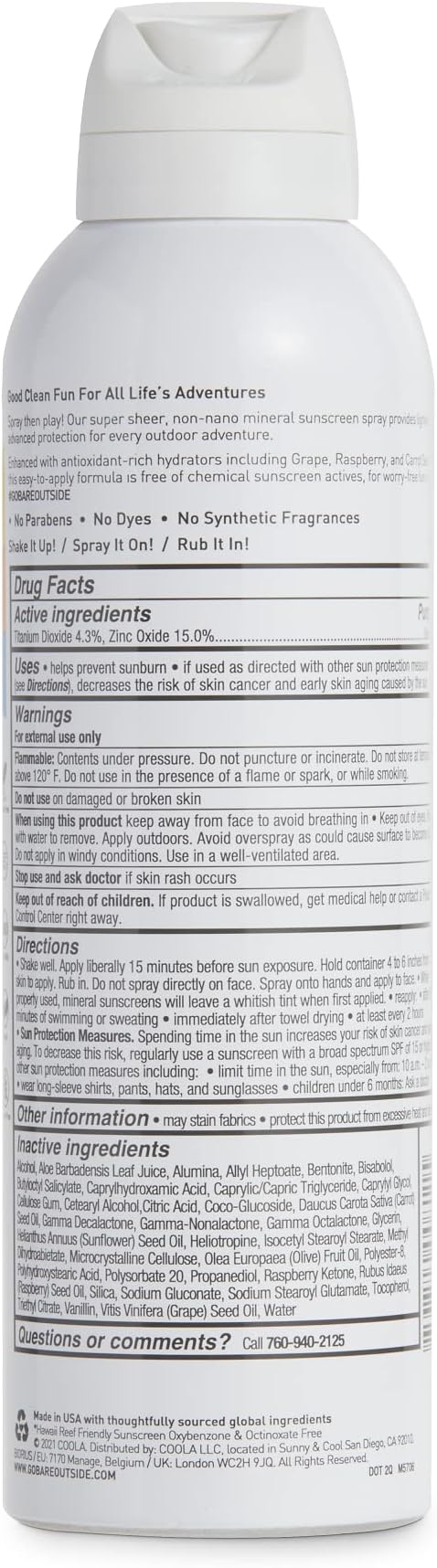 Bare Republic Mineral SPF 50 Sport Sunscreen Spray. Vanilla-Coco Sheer and Strong Water-Resistant Sunscreen Spray with SPF 50 (12 Ounces) 2 Pack.