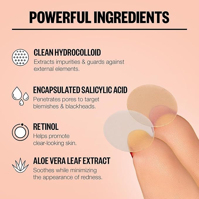 PEACE OUT Acne Day & Night Duo, Invisible Acne Patches for Day + Healing Overnight Acne Treatment, Clear Blemishes Fast with 2% Salicylic Acid, Retinol & Aloe Vera, 20 Dots