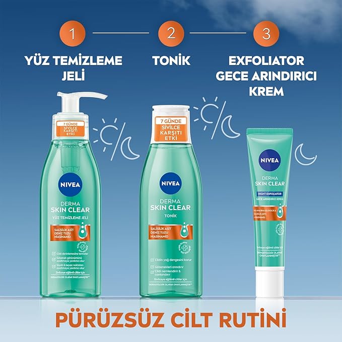 NIVEA Derma Skin Clear Clarifying Facial Toner for Imperfection-Prone Skin, 200 ml Lightweight Daily Toner with Niacinamide and Salicylic Acid, Helps Refresh, Balance, and Prepare Skin