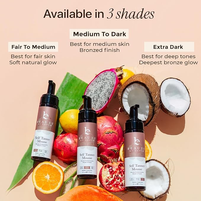 Self Tanner Mousse - USA Made with Natural & Organic Ingredients, Self Tanning Mousse for Dark Fake Tan, Sunless Tanner, Clear & Non Toxic Tanning Foam for Streak Free Finish & Natural Glow