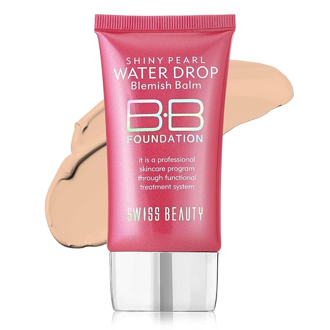 Swiss Beauty Matte Shiny Pearl Water Drop Blemish Long Lasting Balm BB Lightweight, Liquid Foundation, Face Makeup, Shade-03, 40ml