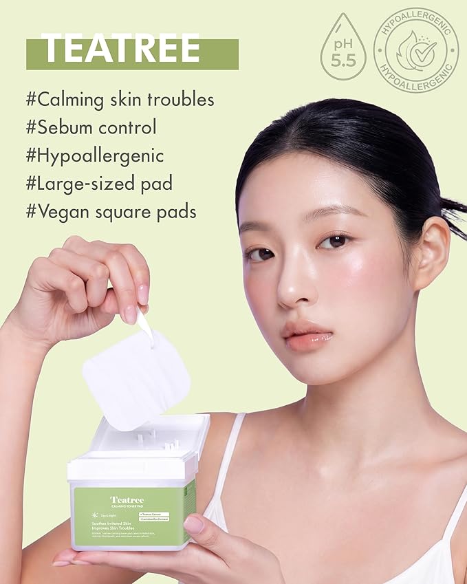 DERMAL Tea Tree Calming Toner Pads 120 Count – Zinc PCA Lactobacillus for Oily Blemish-Prone Skin – Vegan Gauze Tencel Pads with Tweezers (Korean Skincare)