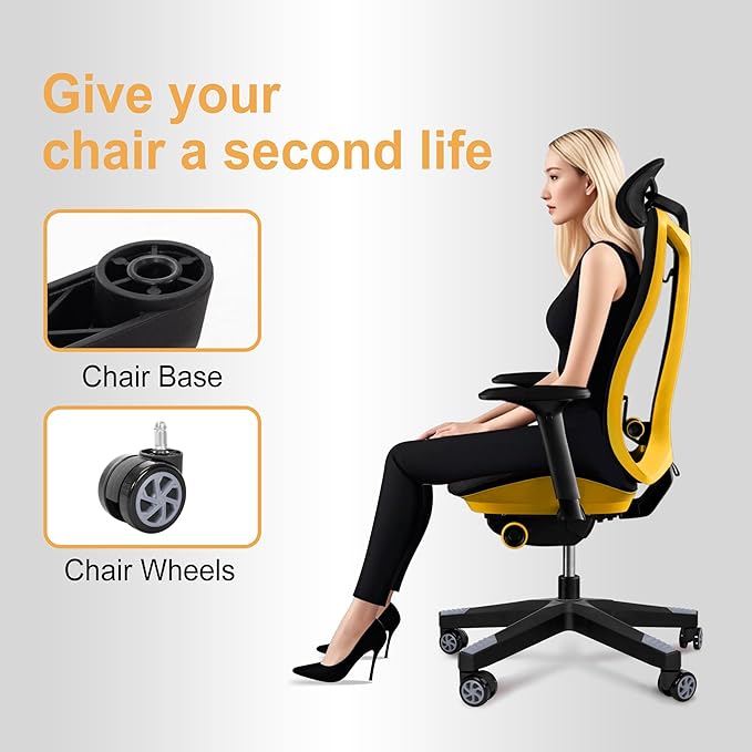 Frassie 28 Inch Heavy Duty Nylon Gaming Office Chair Base Replacement Part with 5 Casters
