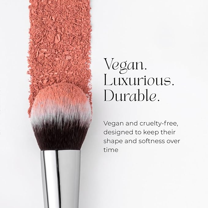 Professional Makeup Brush Set – 9 Piece Vegan Brushes with Carry Pouch | Soft Dense Bristles for Liquid, Cream & Powder | Lightweight Aluminum Handles Makeup Brushes For Daily Makeup Routine