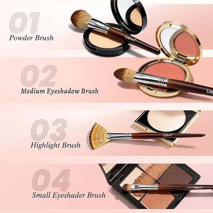 15-Pcs Tri-Color Layered Bristles Makeup Brush Set with Ergonomic Wood Handle- Daily Essential Cosmetic Brushes Kit for Professional Foundation, Concealer, Eyeshadow, Powder Blush