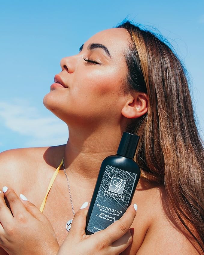 Absolutely Natural - Organic Tanning Oil Outdoor Tanning Enhancer - Spa Quality & Reef Safe with Rose Hips & Aloe - Suntan Lotion with Bronzer for Massages - Made in USA 6oz