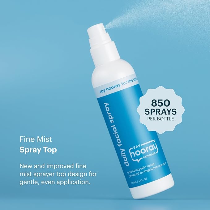 Hypochlorous Acid Daily Facial Spray for Sensitive Skin - HOCL Toner Helps Calm Redness, Acne and Breakouts. Supports Eczema-Prone and Acne-Prone Skin. 4 Fl Oz
