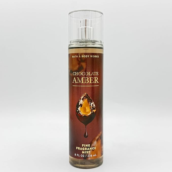 Bath & Body Works Chocolate Amber 4-Piece Gift Set | Includes: Fine Fragrance Mist, Body Wash, Ultimate Hydration Body Cream and S'mores Scentportable Car Visor Clip