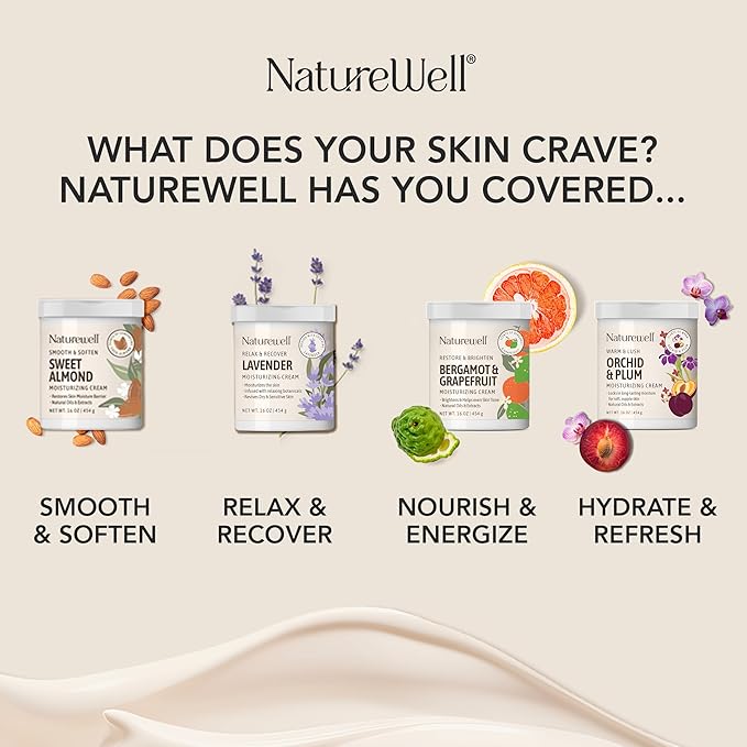 NATURE WELL Sweet Almond Smooth & Soften Gentle Moisturizing Cream For Face, Body, & Hands, Infused With Natural Oils & Extracts, Restores Skin Moisture Barrier, 16 Oz