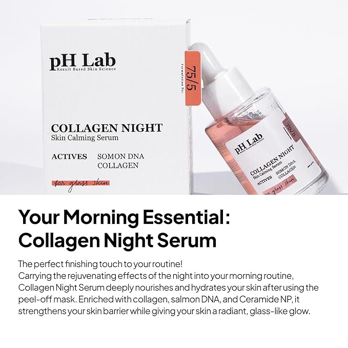 pH Lab Anti-Aging Renewal Skincare Routine Set, Collagen Night Skin Renewal Serum, Collagen Night Wrapping Mask, Anti-Aging Toner Pad, Retinage Cleansing Bar, For Glass Skin, Skin Elasticity