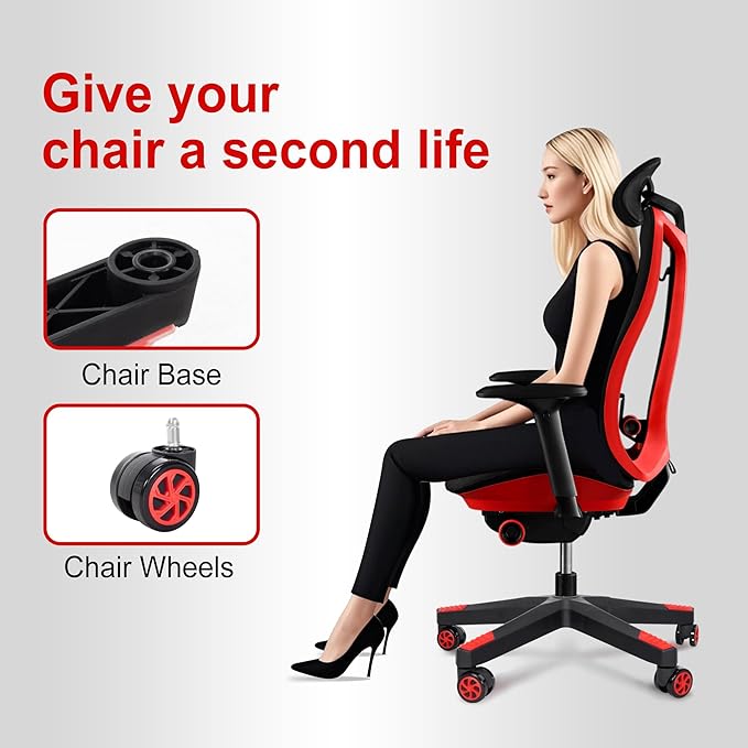 Frassie 28 Inch Heavy Duty Nylon Gaming Office Chair Base Replacement Part with 5 Casters