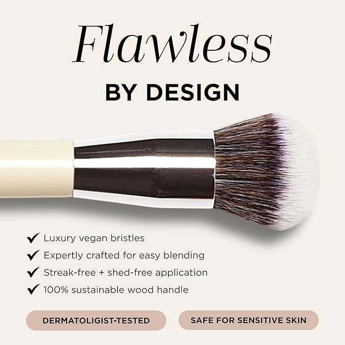 Haleys Beauty Kabuki Foundation Brush For Applying Powder, Foundation, Bronzer, Blush, and Mineral Make up, Soft Bristles, Seamless Blending, Makeup Brushes Essential, Vegan & Cruelty Free