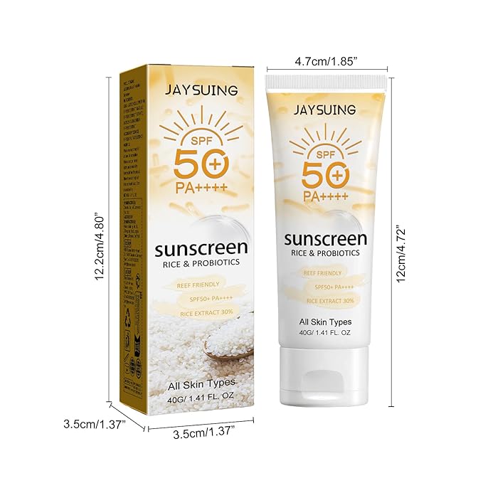 SPF50+ PA++++ Sunscreen with Rice Probiotics and Pumpkin Ferment, Reef Safe Organic Formula, Lightweight Moisturizer for All Skin Types, 1.41 FL OZ