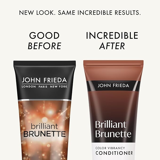John Frieda Brilliant Brunette, Color Boosting Conditioner, Enhances and Protects Multi-Dimensional Tones, With Sweet Almond Oil to Rehydrate and Replenish Dry Hair, 8.45 Oz