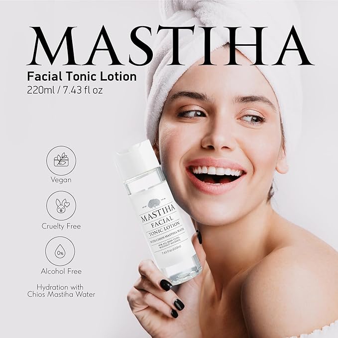 Mastihashop Facial Toner Lotion - Alcohol-Free Face Toner with Distilled Chios Mastiha Water - Hydrating and Moisturizing Toner for All Skin Types - Vegan & Cruelty-Free - 220ml / 7.43 fl oz